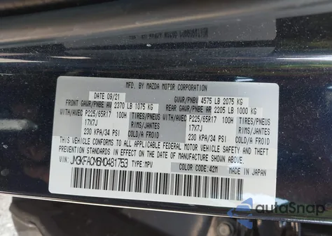 2021 Mazda Cx-5 Touring from USA, damaged, VIN JM3KFACM6M0481753